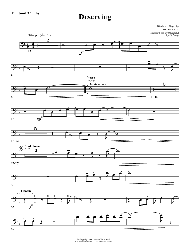 Deserving Trombone 3/Tuba (G3 Worship)