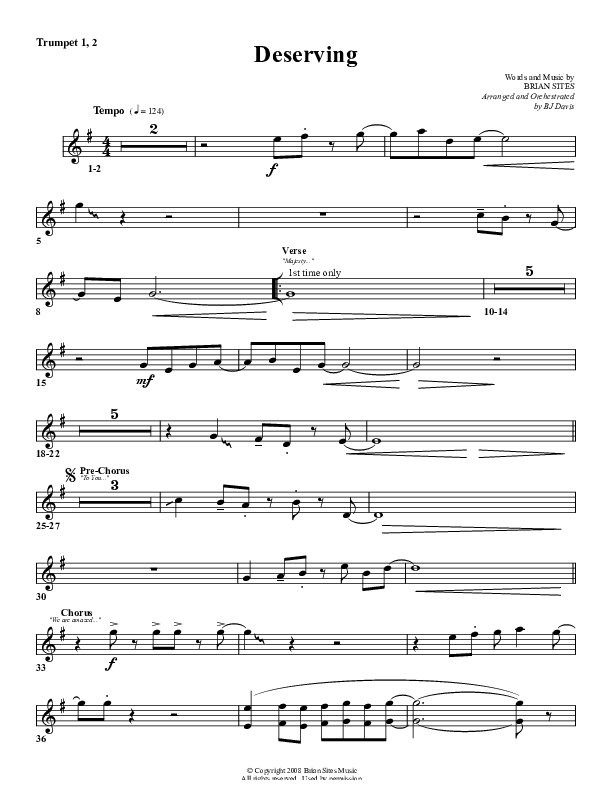 Deserving Trumpet 1,2 (G3 Worship)