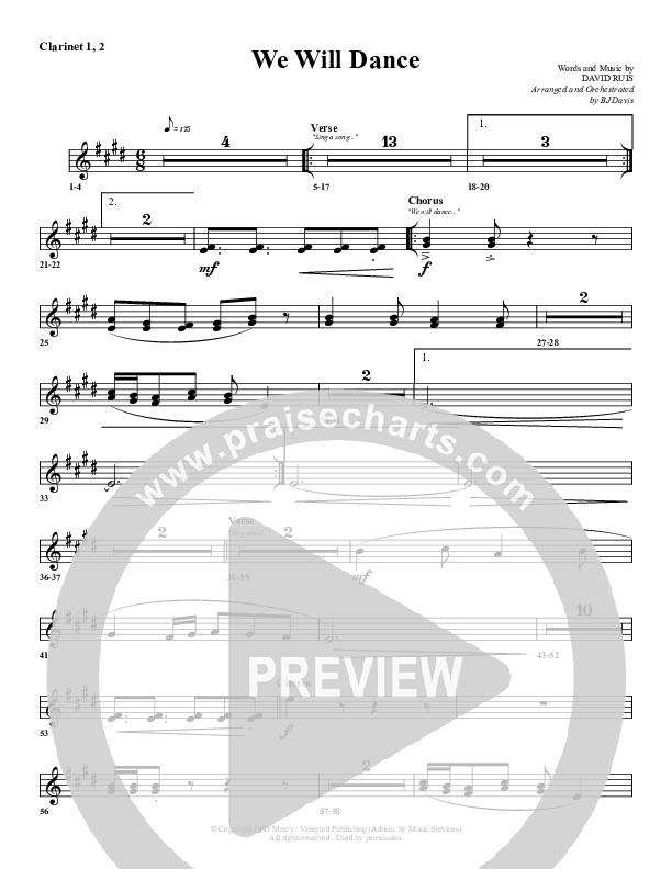 We Will Dance Clarinet 1/2 (G3 Worship)