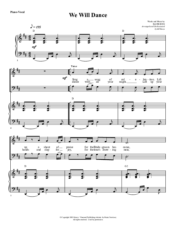 We Will Dance Piano/Vocal (G3 Worship)