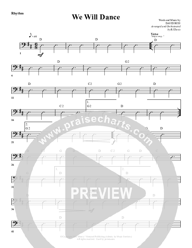 We Will Dance Rhythm Chart (G3 Worship)