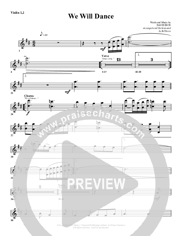We Will Dance Violin 1/2 (G3 Worship)