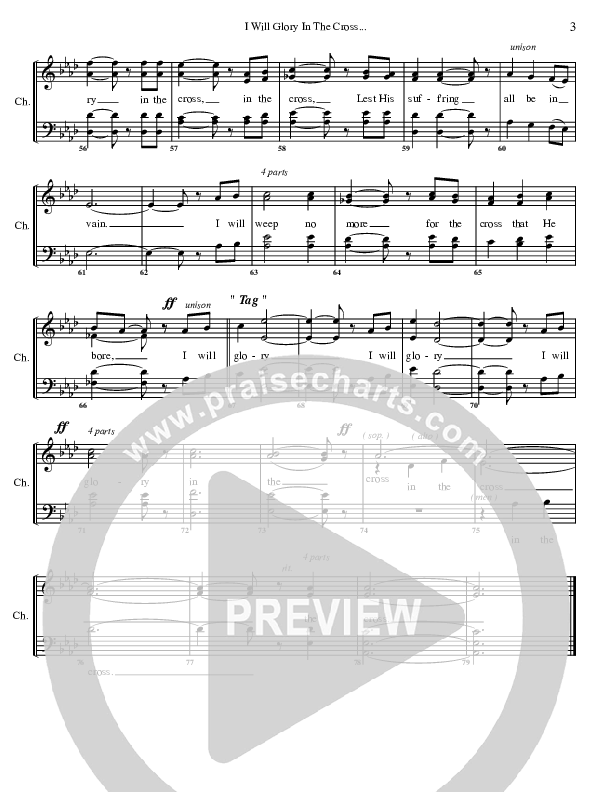 I Will Glory Choir Sheet (G3 Worship)