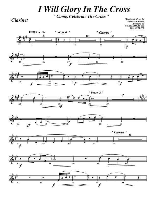 I Will Glory Clarinet (G3 Worship)