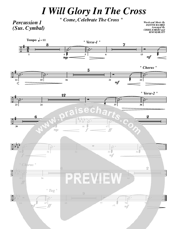 I Will Glory Percussion 1/2 (G3 Worship)