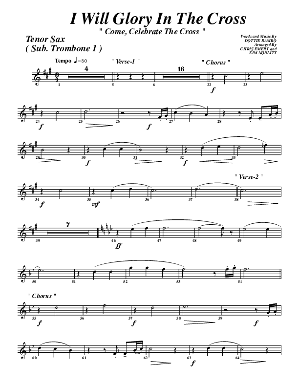 I Will Glory Tenor Sax 2 (G3 Worship)