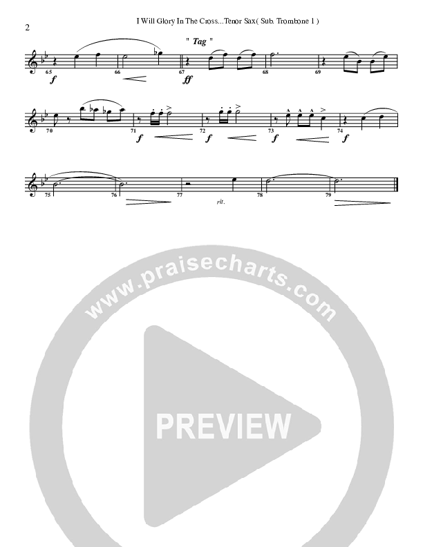 I Will Glory Tenor Sax 2 (G3 Worship)