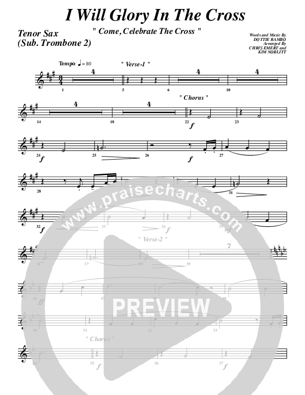 I Will Glory Tenor Sax 2 (G3 Worship)