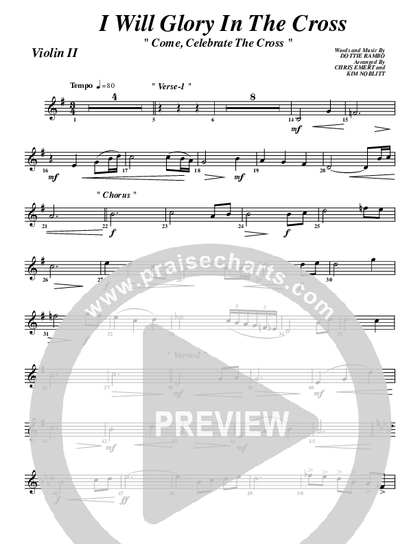 I Will Glory Violin 2 (G3 Worship)
