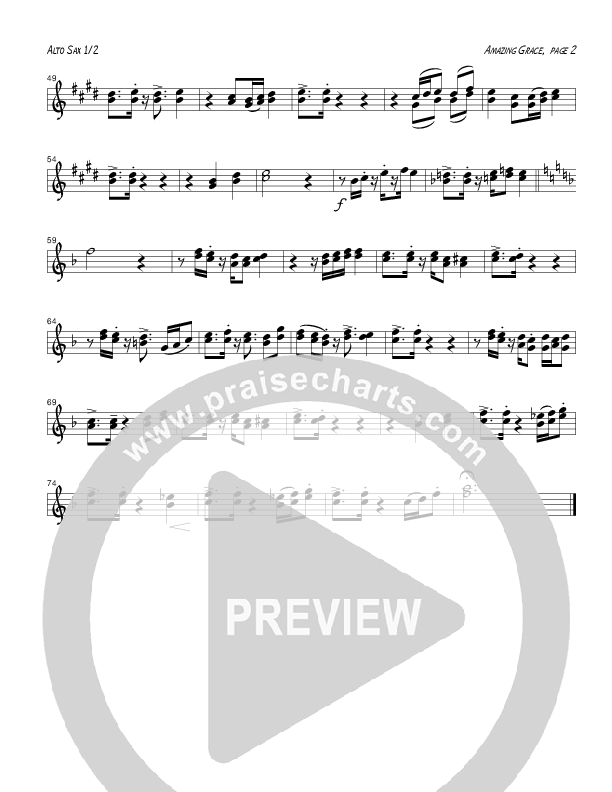 Amazing Grace (Instrumental) Alto Sax 1/2 (Tom Payne)