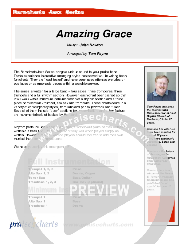 Amazing Grace (Instrumental) Cover Sheet (Tom Payne)