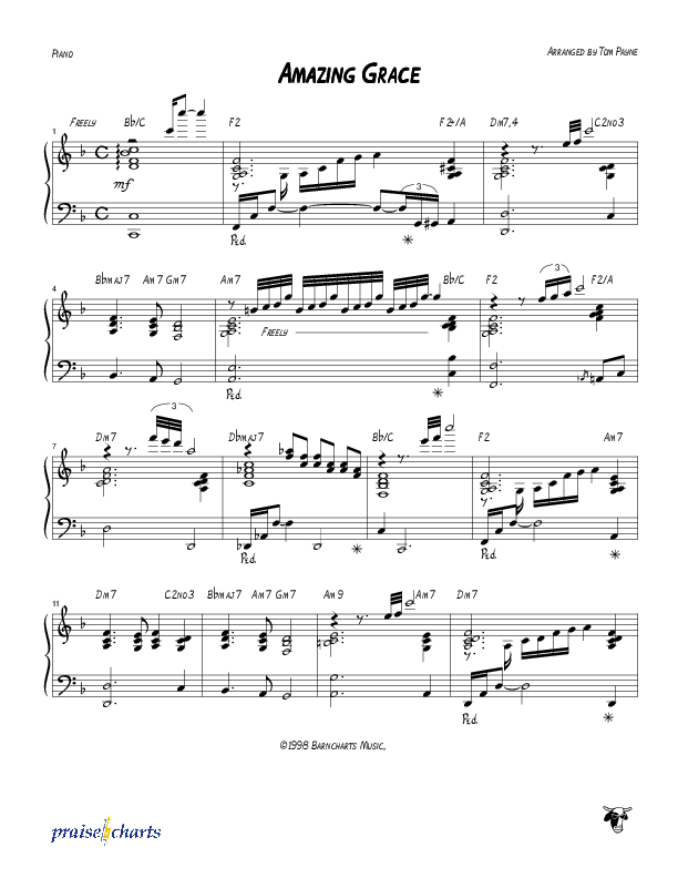 Amazing Grace (Instrumental) Piano Sheet (Tom Payne)