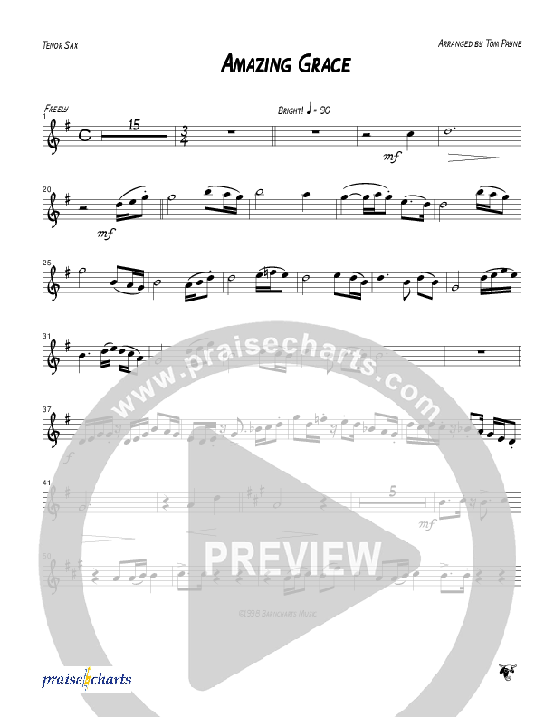 Amazing Grace (Instrumental) Tenor Sax 2 (Tom Payne)