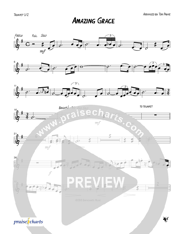 Amazing Grace (Instrumental) Trumpet 1,2 (Tom Payne)