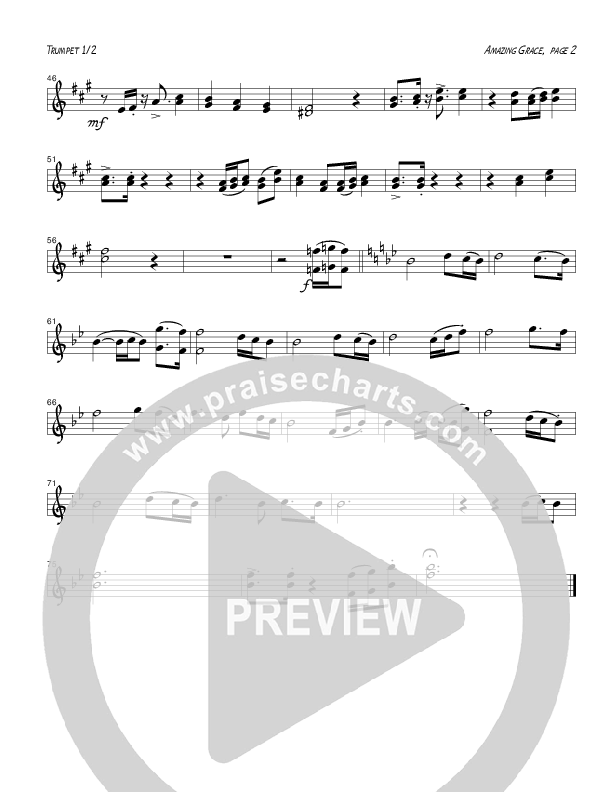 Amazing Grace (Instrumental) Trumpet 1,2 (Tom Payne)