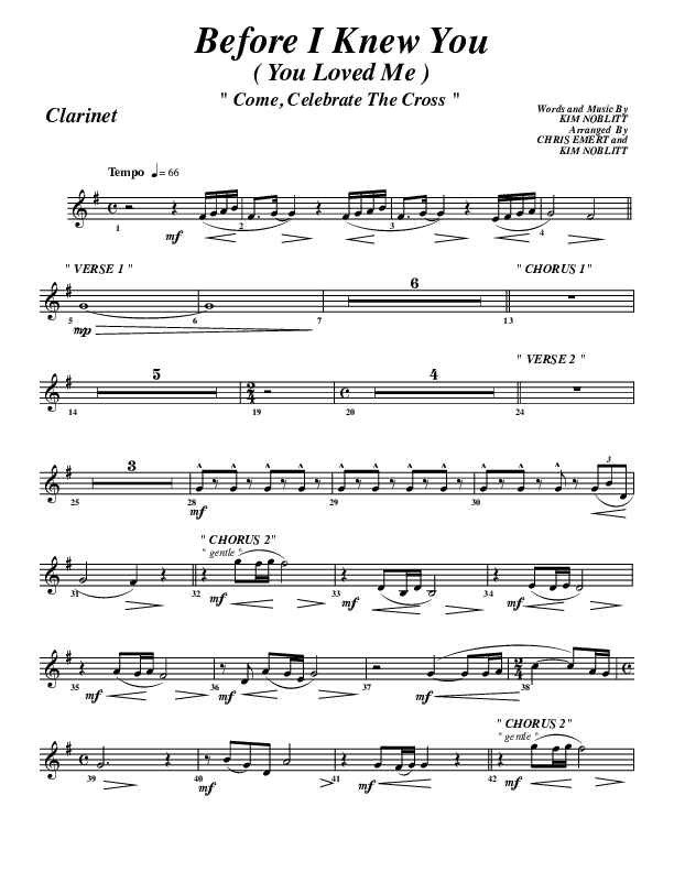 Before I Knew You Clarinet 1/2 (G3 Worship)
