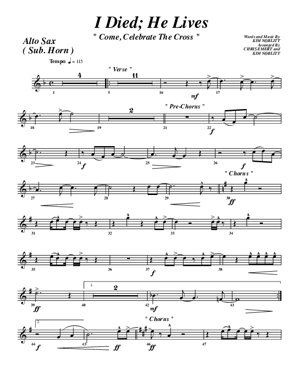 I Died He Lives Alto Sax (G3 Worship)