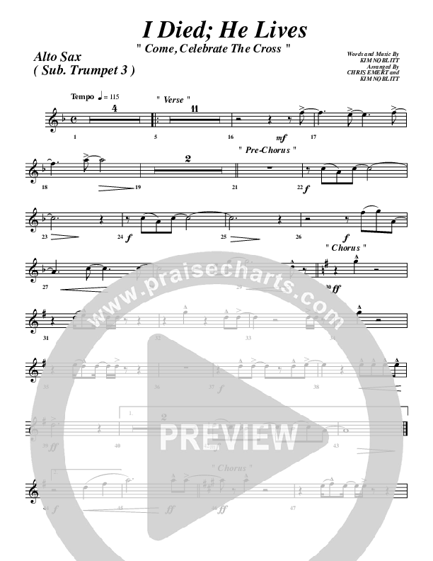 I Died He Lives Alto Sax (G3 Worship)