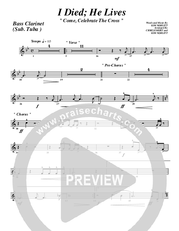 I Died He Lives Bass Clarinet (G3 Worship)