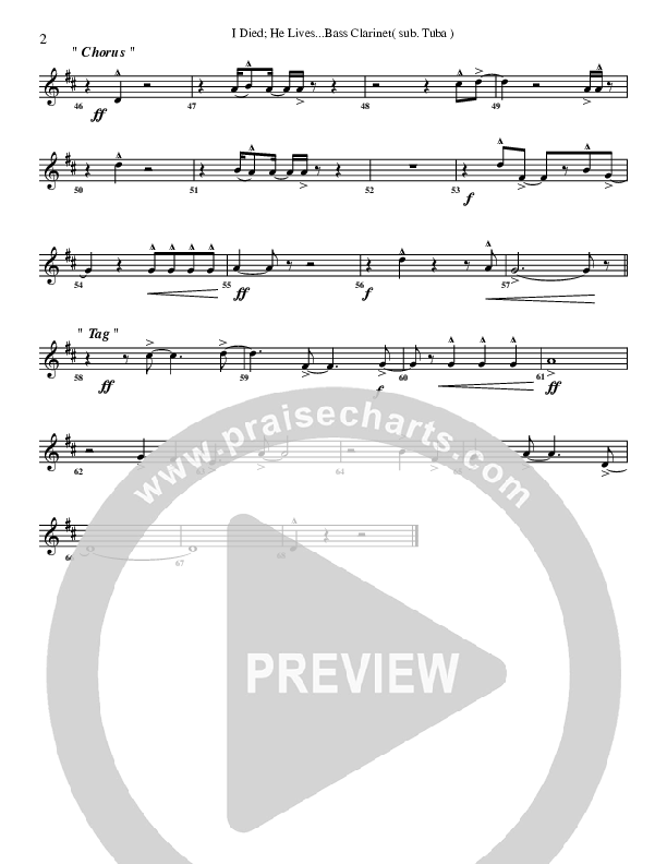 I Died He Lives Bass Clarinet (G3 Worship)