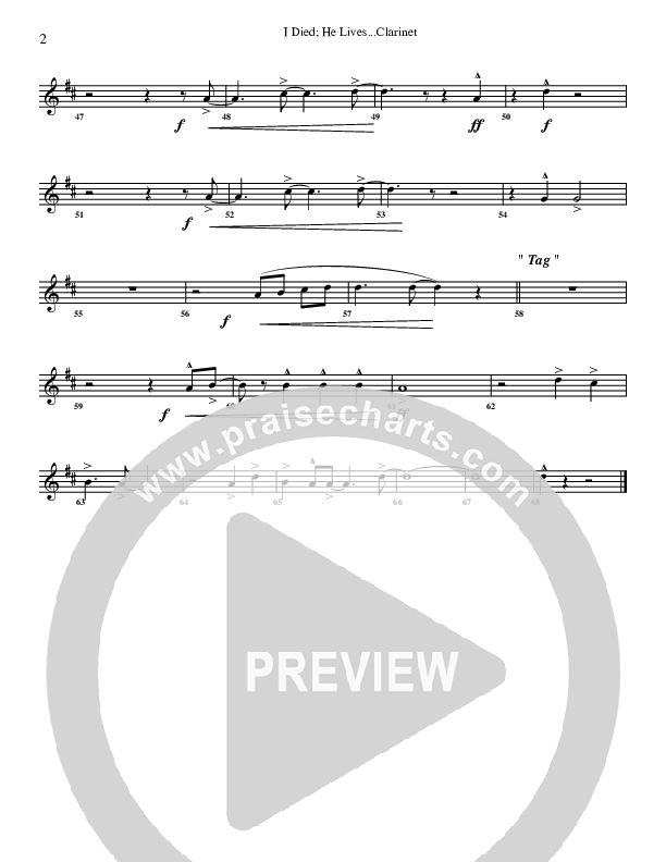 I Died He Lives Clarinet (G3 Worship)