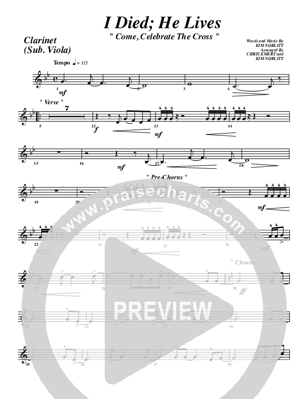 I Died He Lives Clarinet (G3 Worship)