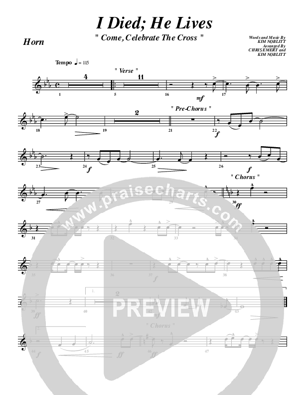 I Died He Lives French Horn (G3 Worship)