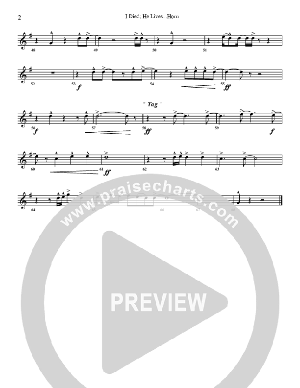 I Died He Lives French Horn (G3 Worship)