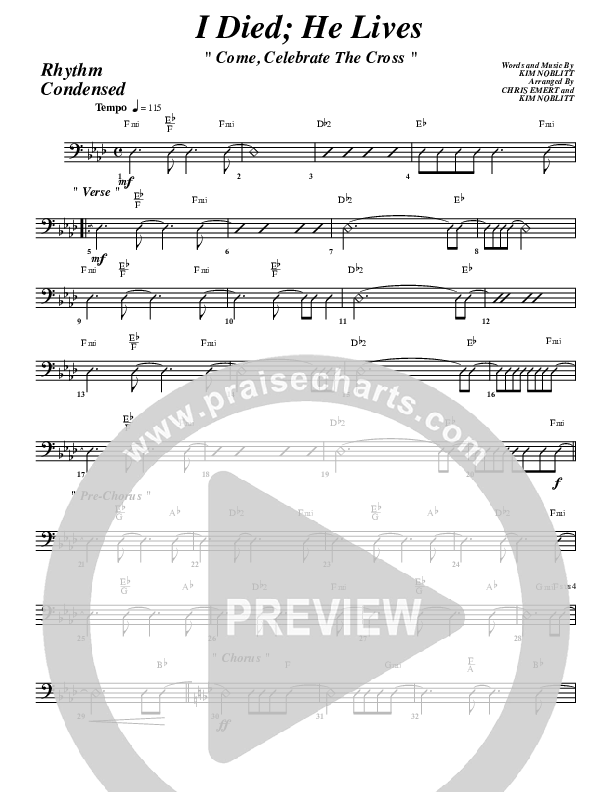 I Died He Lives Rhythm Chart (G3 Worship)