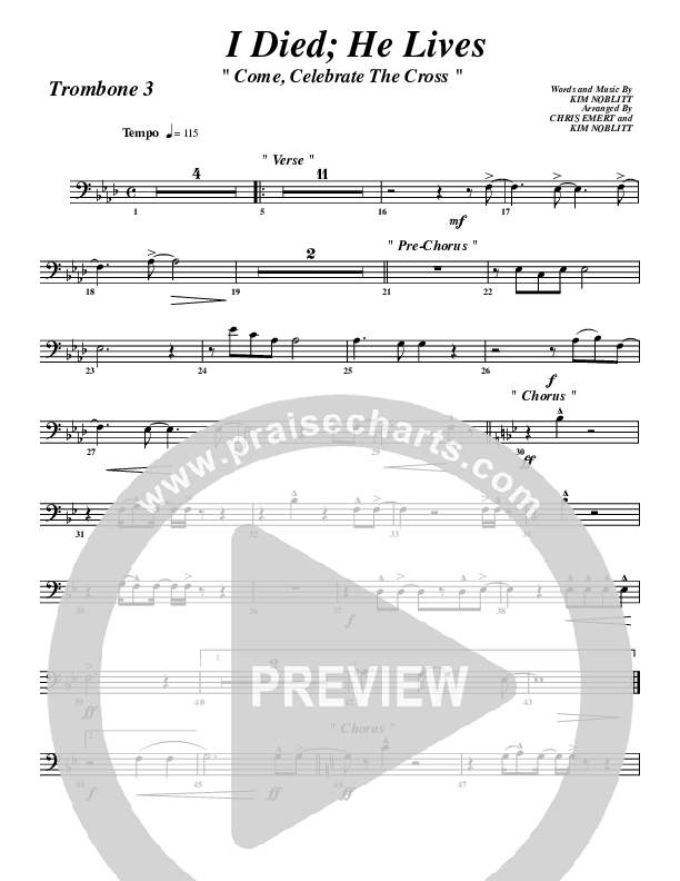 I Died He Lives Trombone 3 (G3 Worship)