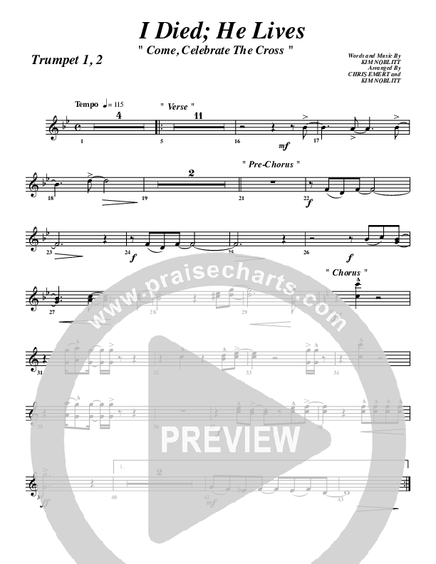 I Died He Lives Trumpet 1,2 (G3 Worship)