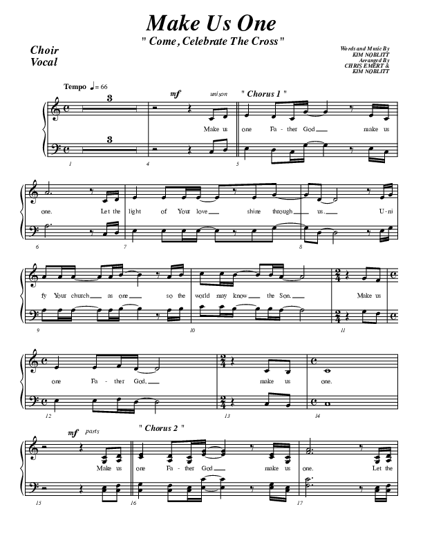 Make Us One Choir Sheet (G3 Worship)