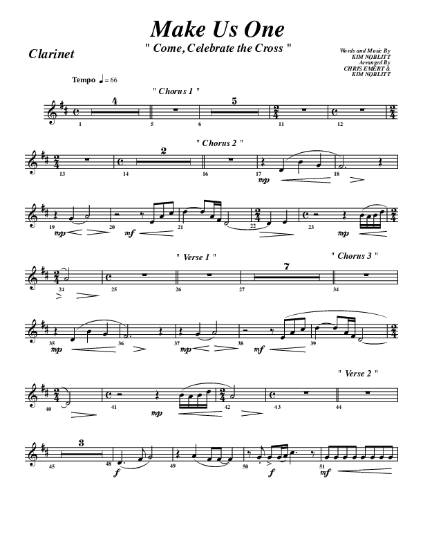Make Us One Clarinet (G3 Worship)