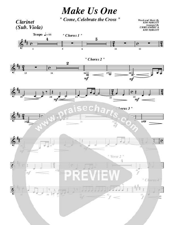 Make Us One Clarinet (G3 Worship)