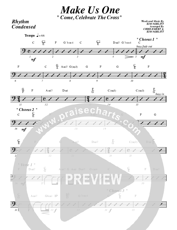 Make Us One Rhythm Chart (G3 Worship)
