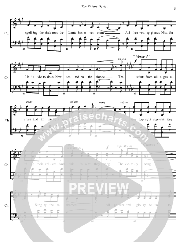 The Victory Song Choir Sheet (G3 Worship)