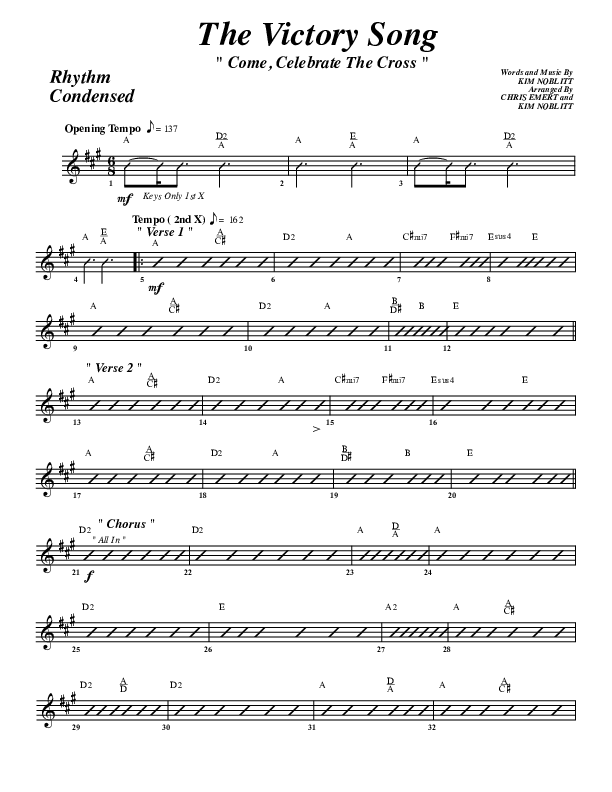 The Victory Song Rhythm Chart (G3 Worship)