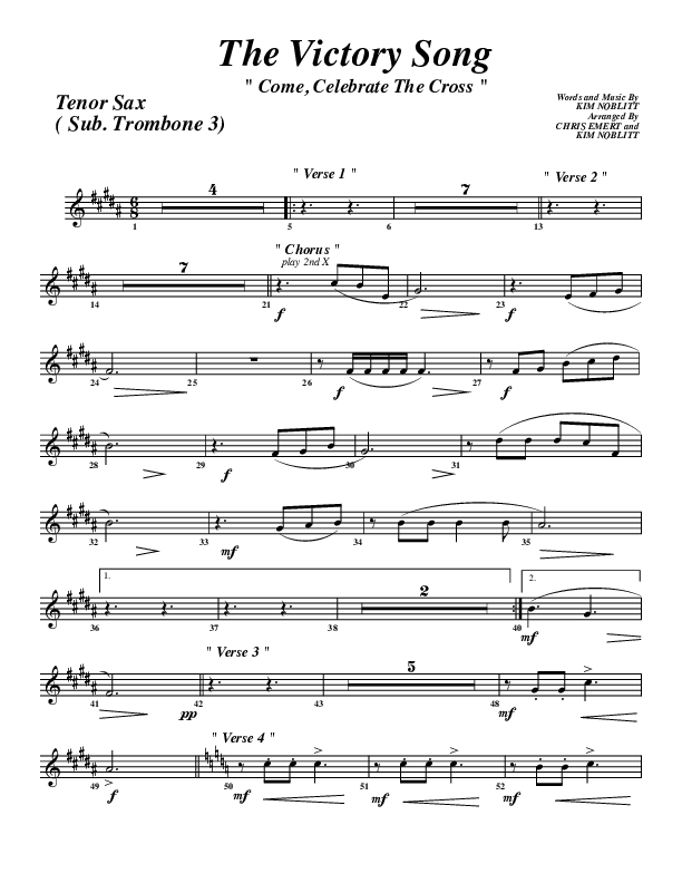 The Victory Song Tenor Sax 2 (G3 Worship)