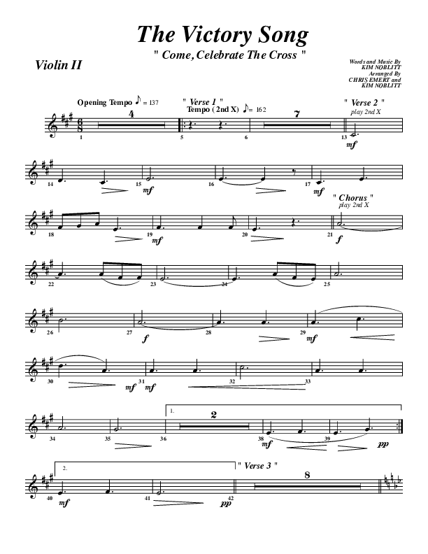 The Victory Song Violin 2 (G3 Worship)
