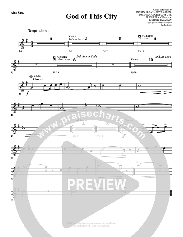 God Of This City Alto Sax (G3 Worship)