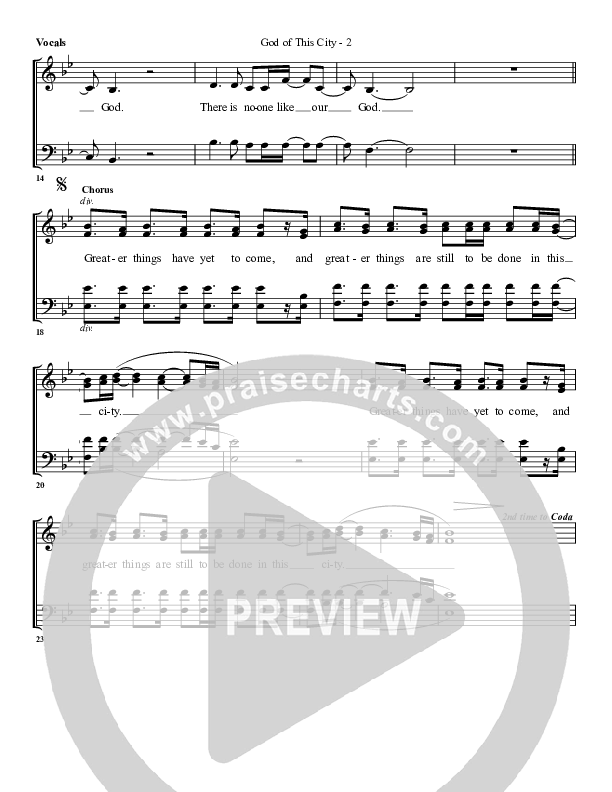 God Of This City Choir Sheet (G3 Worship)