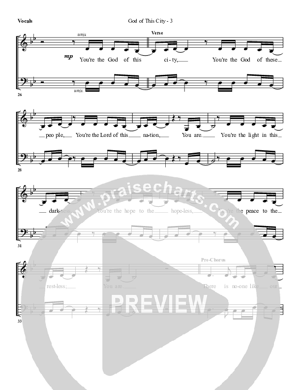 God Of This City Choir Sheet (G3 Worship)