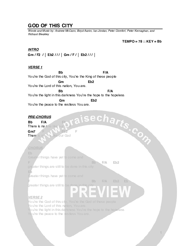 God Of This City Chord Chart (G3 Worship)