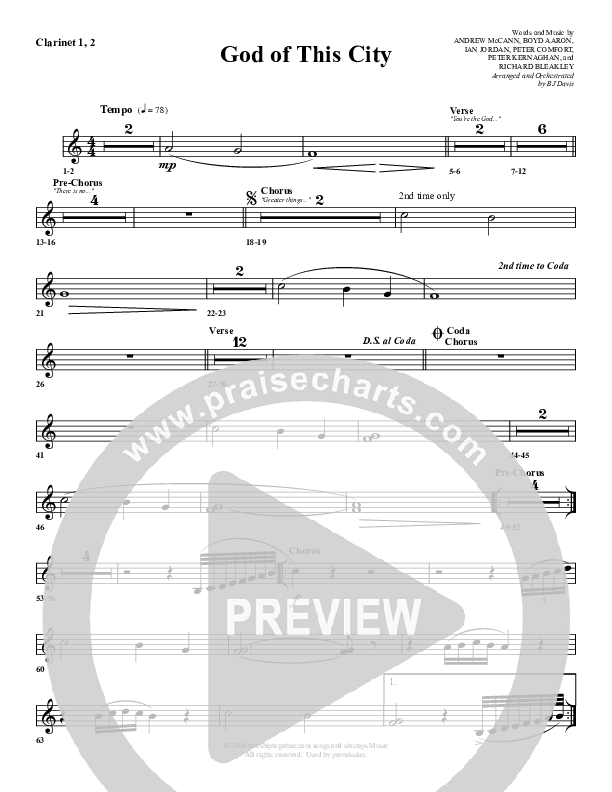 God Of This City Clarinet 1/2 (G3 Worship)