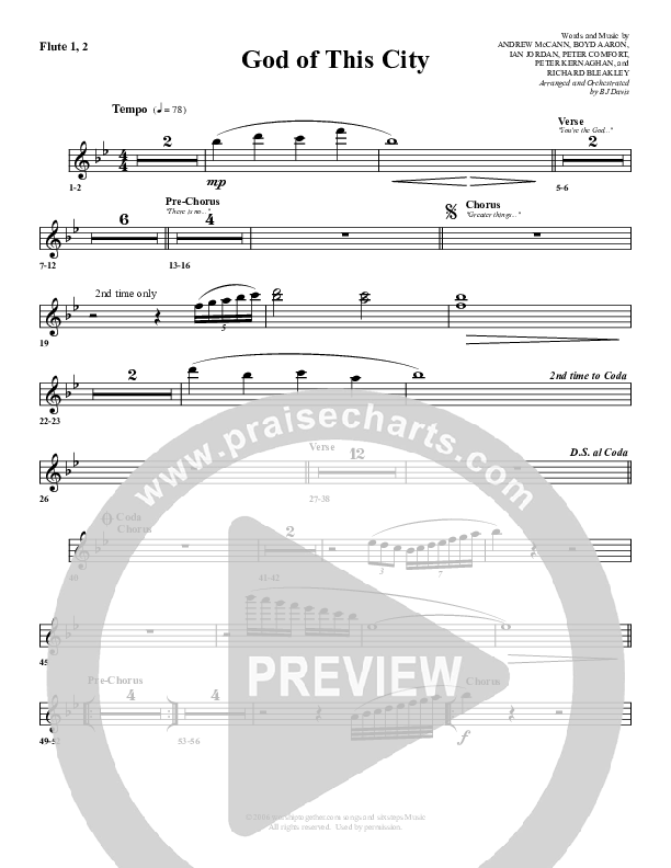 God Of This City Flute 1/2 (G3 Worship)