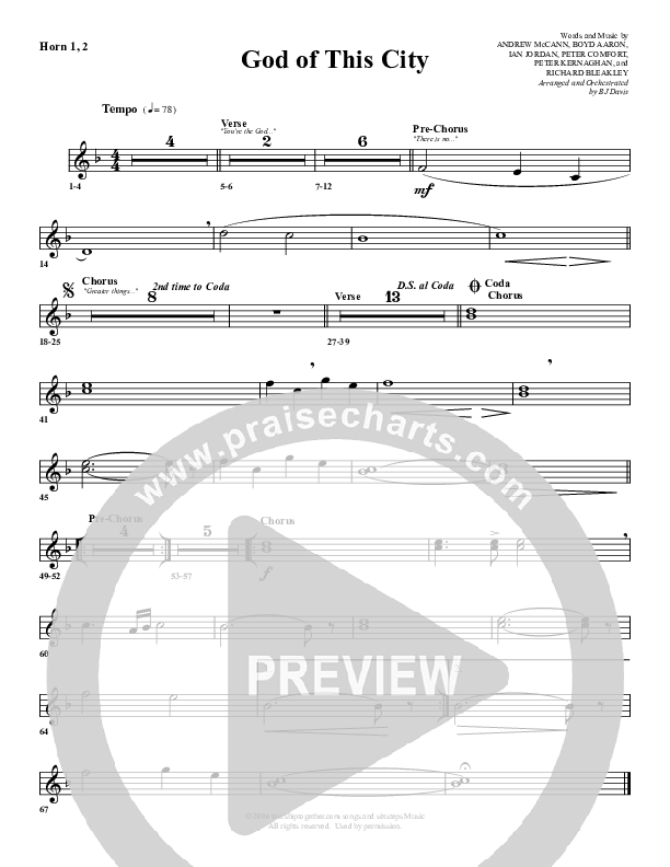 God Of This City French Horn 1/2 (G3 Worship)
