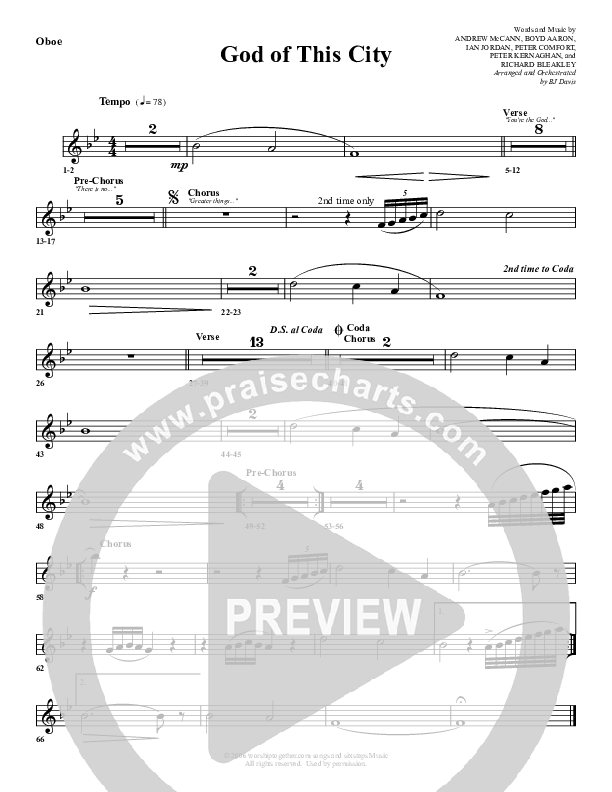 God Of This City Oboe (G3 Worship)