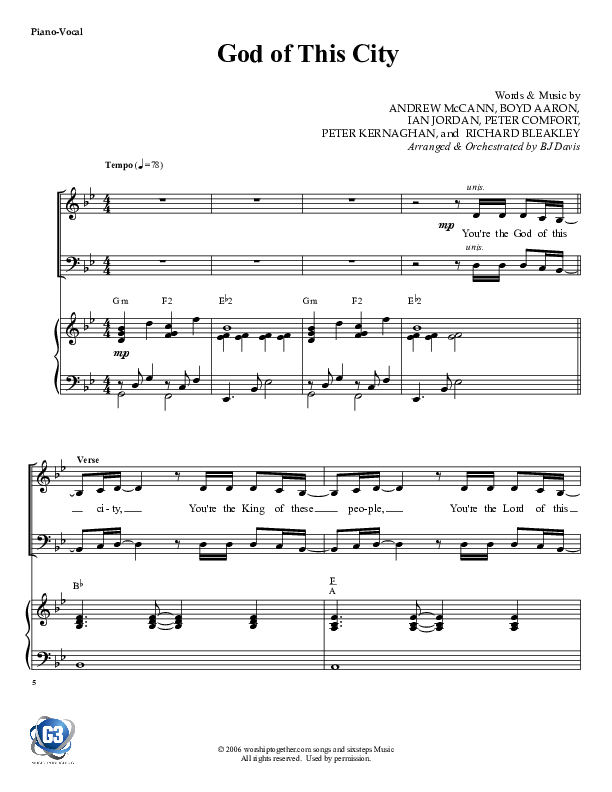 God Of This City Piano/Vocal & Lead (G3 Worship)