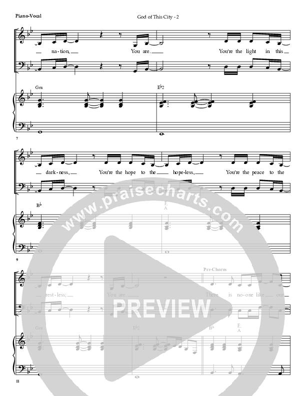 God Of This City Piano/Vocal & Lead (G3 Worship)