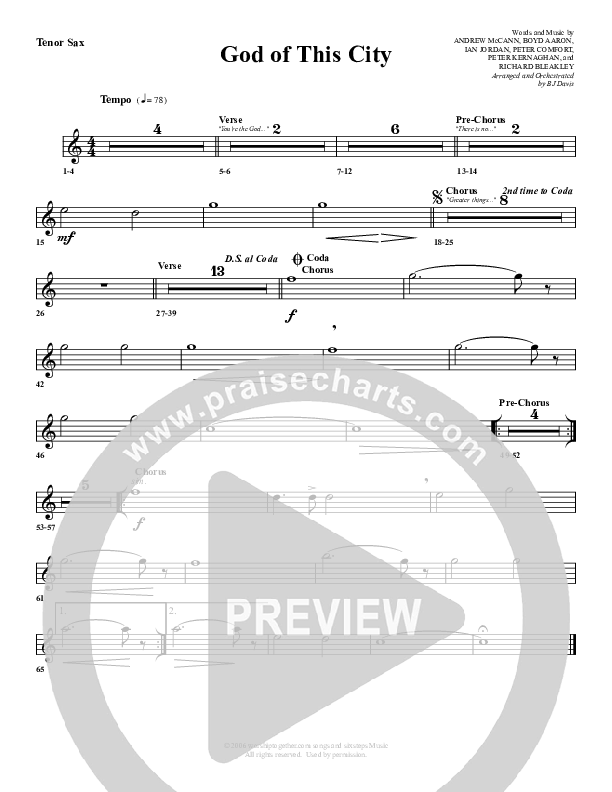 God Of This City Tenor Sax 2 (G3 Worship)